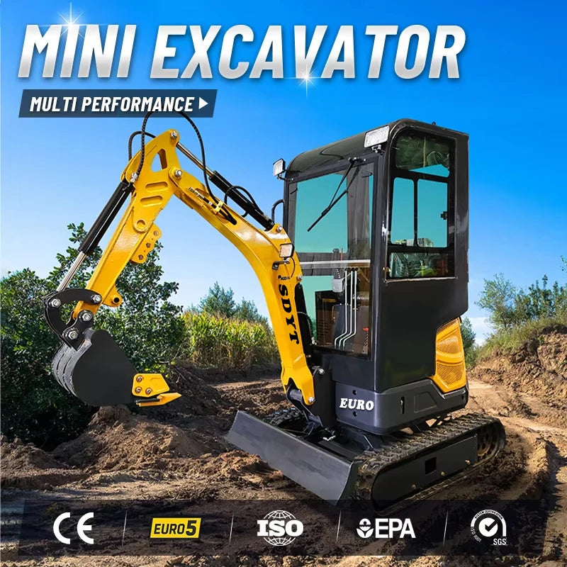 Factory Price Small Excavator 1.2 Ton Of Small Digger EPA Euro 5 Engine Customized Orchard Small Excavator Cheap Price