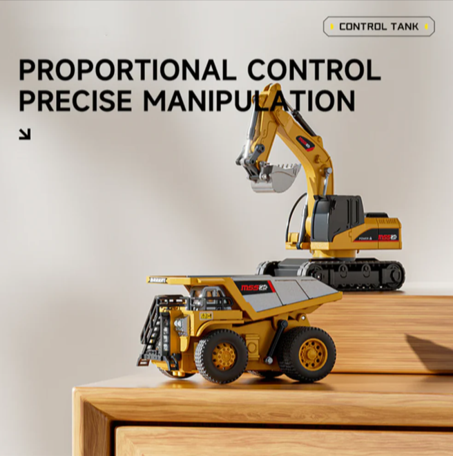 Mini RC Forklift 1/64 – Remote Control Excavator & Dump Truck with LED, Sound & App Support