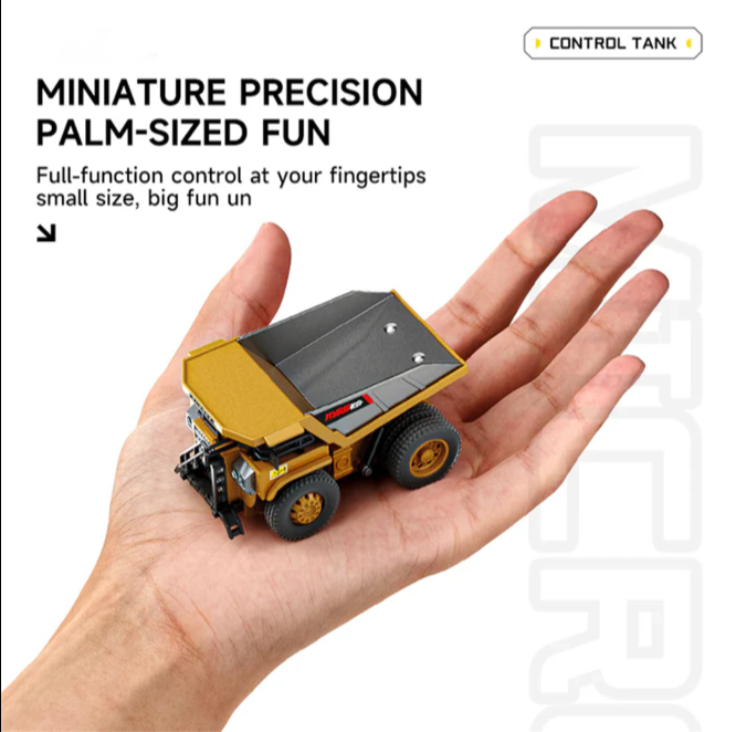 Mini RC Forklift 1/64 – Remote Control Excavator & Dump Truck with LED, Sound & App Support
