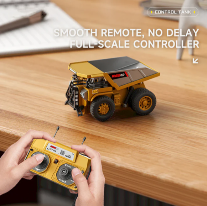 Mini RC Forklift 1/64 – Remote Control Excavator & Dump Truck with LED, Sound & App Support