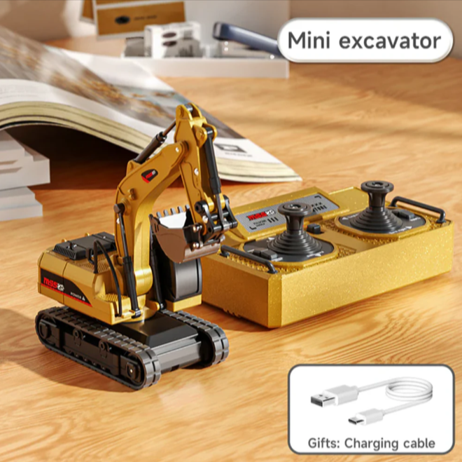 Mini RC Forklift 1/64 – Remote Control Excavator & Dump Truck with LED, Sound & App Support